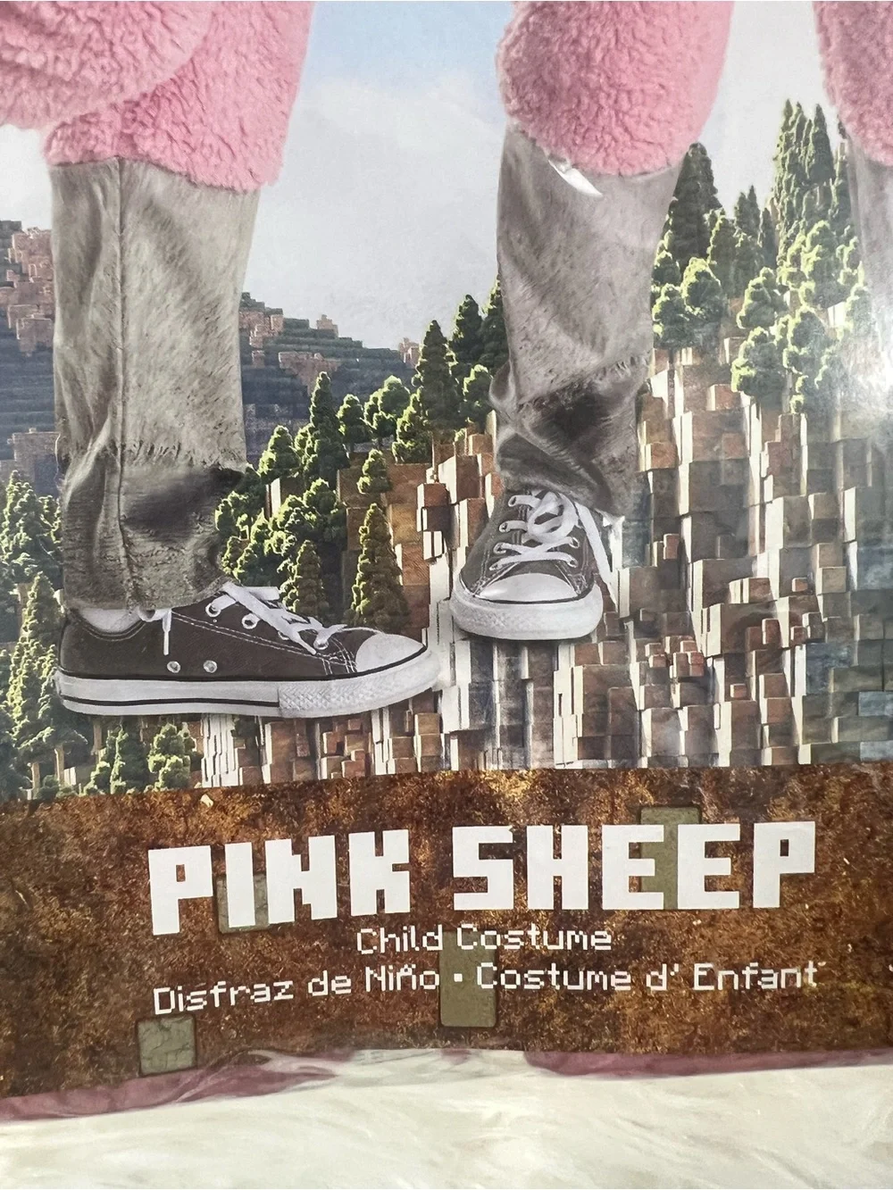 Minecraft Pink Sheep Kids One-Piece Costume - NEW Halloween dress up movie S 4-6